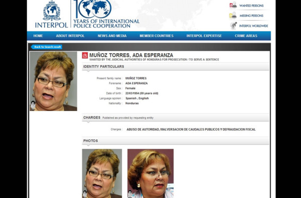 Ada Muñoz aparece entre los más buscados por Interpol