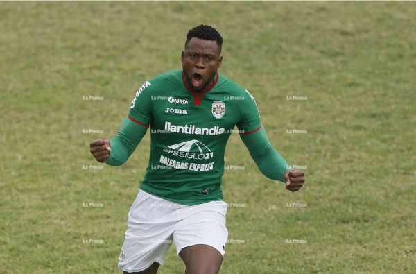 Yustin Arboleda celebrando su gol contra el Real España. Foto Neptalí Romero