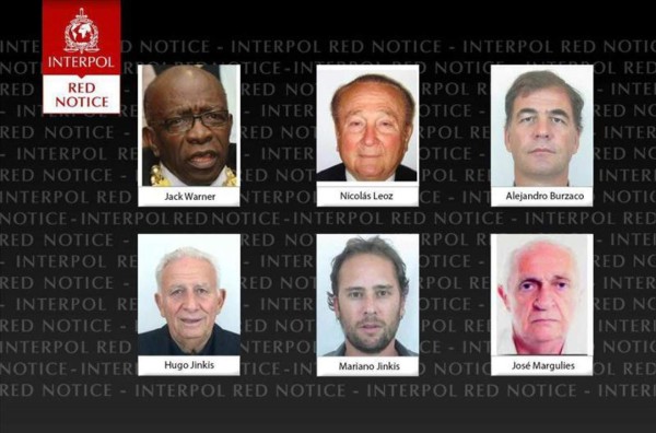 Interpol emite alerta roja contra exdirigentes de la Fifa