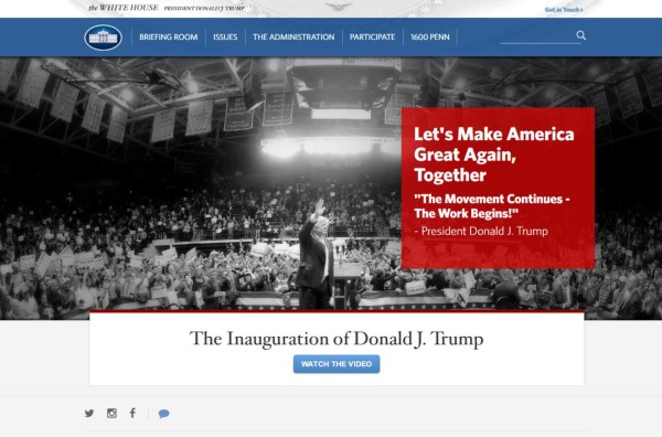 Con la llegada de Trump la Casa Blanca renueva sus prioridades en su sitio web