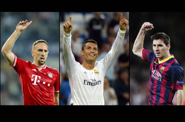 Messi, Ribéry y Ronaldo, finalistas del Balón de Oro-2013