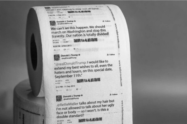 Venden papel higiénico con tuits de Trump