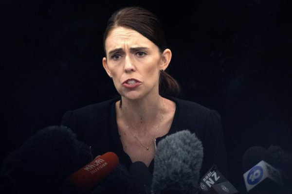 New Zealand Prime Minister Jacinda Ardern speaks to journalists during a press conference at the Justice Precinct in Christchurch on March 20, 2019. - A Syrian refugee and his son were buried in New Zealand on March 20 in the first funerals for those killed in the twin mosque massacre as Kiwis braced for days of emotional farewells following the mass slayings. (Photo by Marty MELVILLE / AFP)