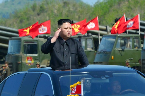 This undated picture released by North Korea's official Korean Central News Agency (KCNA) on April 26, 2017 shows North Korean leader Kim Jong-Un (C) attending the combined fire demonstration of the services of the Korean People's Army in celebration of its 85th founding anniversary at the airport of eastern front. / AFP PHOTO / KCNA VIA KNS / STR / South Korea OUT / REPUBLIC OF KOREA OUT ---EDITORS NOTE--- RESTRICTED TO EDITORIAL USE - MANDATORY CREDIT 'AFP PHOTO/KCNA VIA KNS' - NO MARKETING NO ADVERTISING CAMPAIGNS - DISTRIBUTED AS A SERVICE TO CLIENTSTHIS PICTURE WAS MADE AVAILABLE BY A THIRD PARTY. AFP CAN NOT INDEPENDENTLY VERIFY THE AUTHENTICITY, LOCATION, DATE AND CONTENT OF THIS IMAGE. THIS PHOTO IS DISTRIBUTED EXACTLY AS RECEIVED BY AFP. /