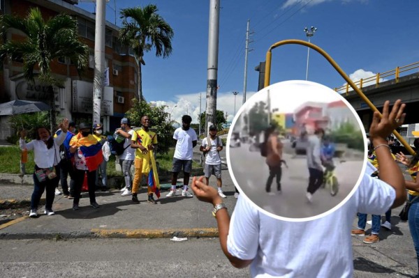 VIDEO: A 'fajazos', mujer saca a su hijo de una protesta en Colombia