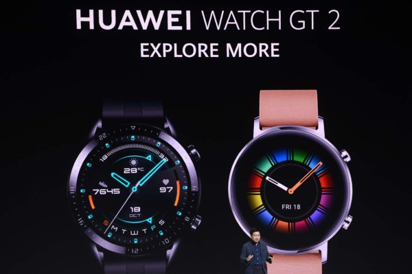 Richard Yu (Yu Chengdong), head of Huawei's consumer business Group, speaks on stage about Huawei's watch GT 2 during a presentation to reveal Huawei's latest smartphones series in Munich, southern Germany, on September 19, 2019. - The latest high-end smartphone of Chinese tech giant Huawei could be the first that could be void of popular Google apps because of US sanctions. (Photo by Christof STACHE / AFP)