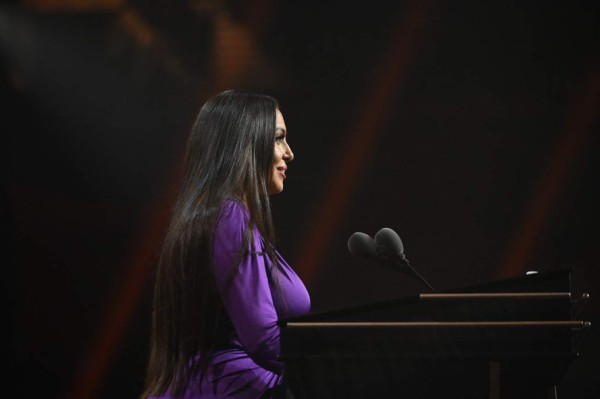 UNCASVILLE, CT - MAY 15: Inductee Vanessa Bryant addresses the guests during the 2020 Basketball Hall of Fame Enshrinement Ceremony on May 15, 2021 at the Mohegan Sun Arena at Mohegan Sun in Uncasville, Connecticut. NOTE TO USER: User expressly acknowledges and agrees that, by downloading and/or using this photograph, user is consenting to the terms and conditions of the Getty Images License Agreement. Mandatory Copyright Notice: Copyright 2021 NBAE Jennifer Pottheiser/NBAE via Getty Images/AFP (Photo by Jennifer Pottheiser / NBAE / Getty Images / Getty Images via AFP)