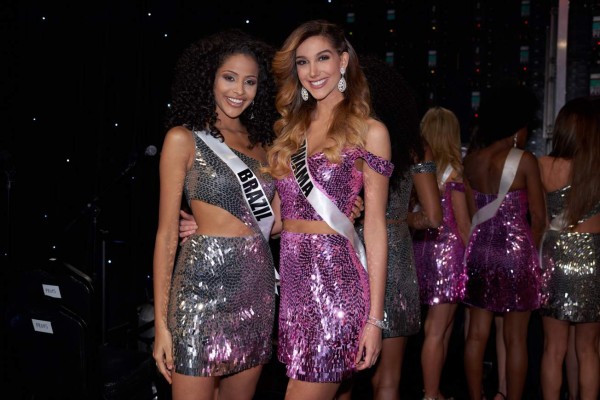 Monalysa Alcântara, Miss Brazil 2017; and Laura de Sanctis, Miss Panama 2017; backstage during The MISS UNIVERSE® Competition airing on FOX at 7:00 PM ET live/PT tape-delayed on Sunday, November 26th from the AXIS at Planet Hollywood Resort & Casino in Las Vegas, NV. The contestants have spent the last few weeks touring, filming, rehearsing and preparing to compete for the Miss Universe crown in Las Vegas. HO/The Miss Universe Organization