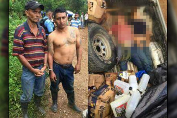 Los hombres fueron sorprendidos trasladando dos cuerpos en la paila de un vehículo.