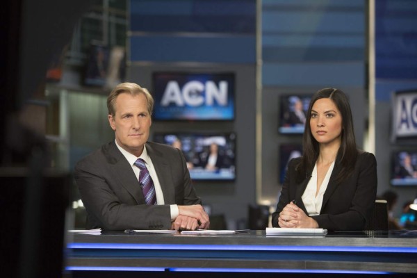 UNDATED -- BC-HOLLYWOOD-WATCH-OLIVIA-MUNN-ART-NYTSF -- Jeff Daniels and Olivia Munn played news anchors in the critically acclaimed HBO series “The Newsroom.” (CREDIT: Photo by Melissa Moseley. Copyright 2014 HBO.)--ONLY FOR USE WITH ARTICLE SLUGGED -- BC-HOLLYWOOD-WATCH-OLIVIA-MUNN-ART-NYTSF -- OTHER USE PROHIBITED.