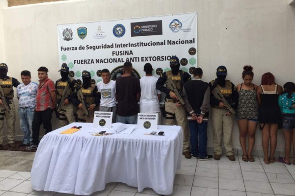 Capturan a 9 presuntos extorsionadores en Tegucigalpa