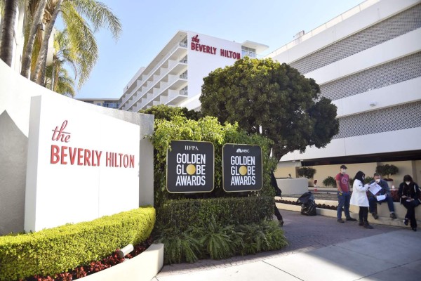 BEVERLY HILLS, CALIFORNIA - FEBRUARY 26: Signage is seen during the 78th Annual Golden Globe Awards Media Preview at The Beverly Hilton on February 26, 2021 in Beverly Hills, California. Frazer Harrison/Getty Images/AFP (Photo by Frazer Harrison / GETTY IMAGES NORTH AMERICA / Getty Images via AFP)