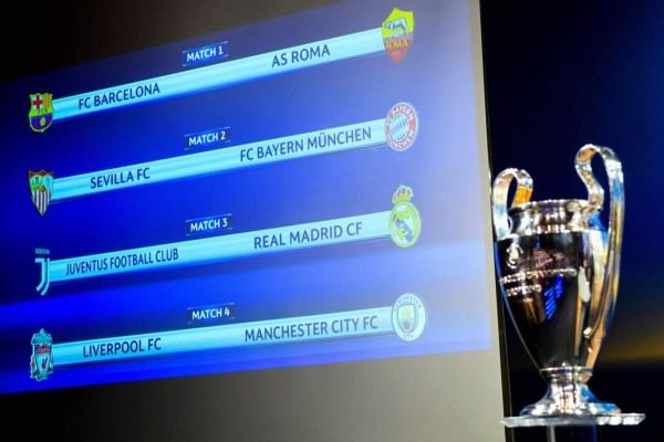 Roma-Barcelona y Juventus-Real Madrid en cuartos de final de la Champions League