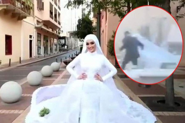 VIDEO: Hermosa novia se salva de morir el día de la explosión de Beirut