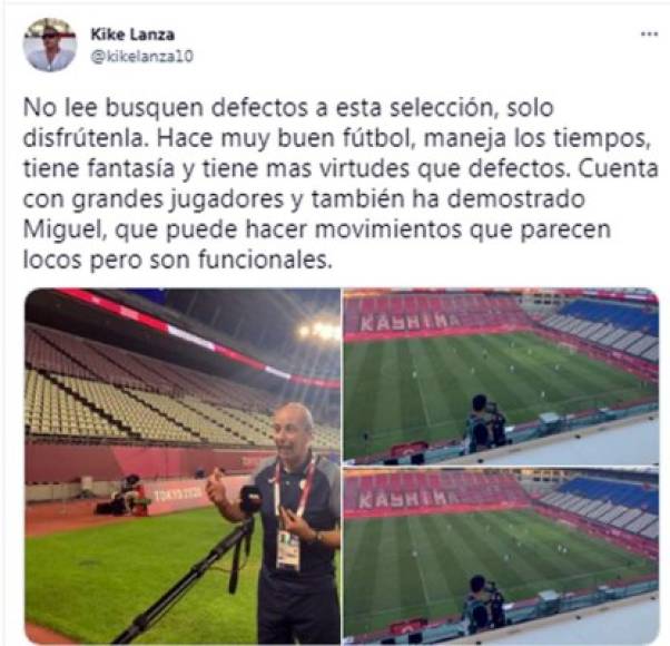 Kike Lanza, periodista deportivo enviado a Tokio para los Juegos Olímpicos, colgó este mensaje en su cuenta de Twitter tras la remontada de Honduras.