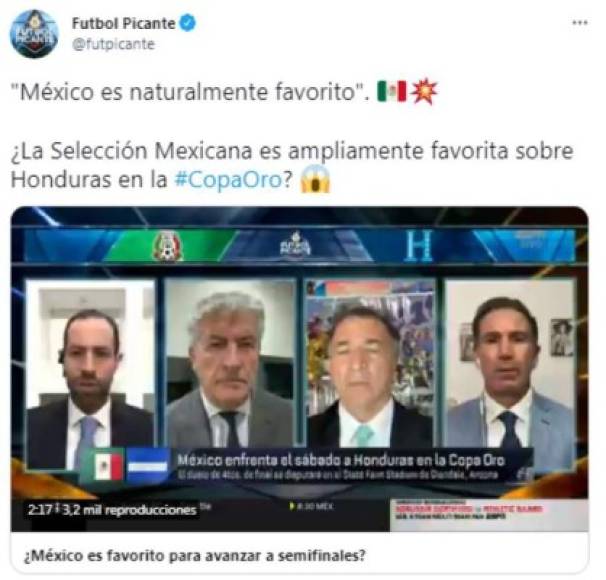 En el programa Fútbol Picante señalaron que 'México es naturalmente favorito ante Honduras'.