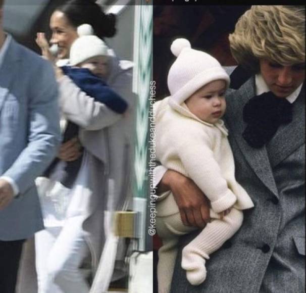 El príncipe Harry, su esposa, Meghan Markle, y el pequeño Archie, que aún no ha cumplido cinco meses, llegaron por la mañana en un vuelo comercial a Ciudad del Cabo (suroeste).<br/><br/>En su primer viaje oficial Archie lució casi igual a su padre en un viaje hecho junto a su madre, Diana, en 1981.