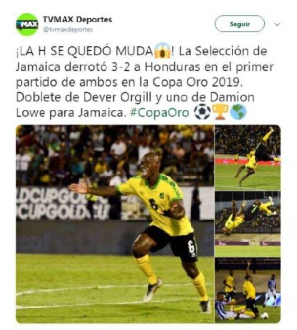 TV Max Deportes de Panamá señala que la H se quedó muda tras perder ante Jamaica en su debut en la Copa Oro.