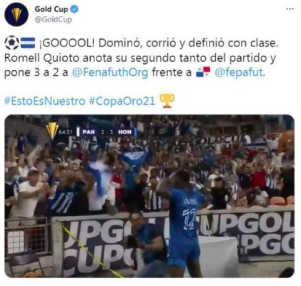 Concacaf en sus redes sociales oficiales destacó los goles de Romell Quioto que le dieron el triunfo a Honduras ante Panamá.
