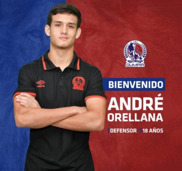 André Orellana: Joven defensor hondureños de 18 años de edad que fue anunciado como nuevo jugador del Olimpia. Es sobrino de Johny Leverón.