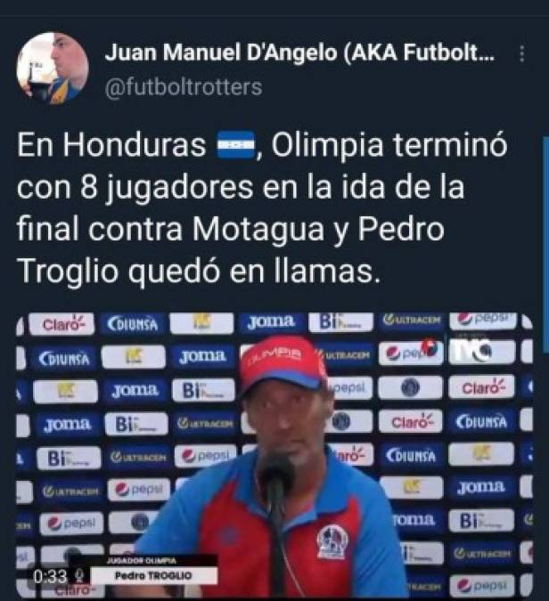 'Pedro Troglio quedó en llamas' es otro de los titulares que han dejado los medios internacionales al hablar del DT del Olimpia y su zafarrancho.