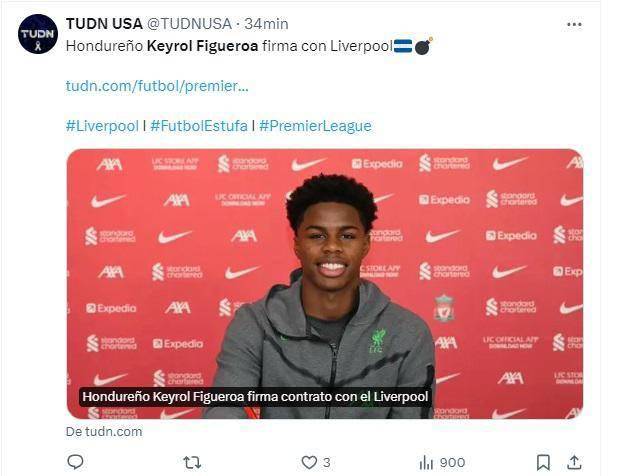 Lo que dicen los medios internacionales sobre el primer contrato de Keyrol Figueroa con el Liverpool.