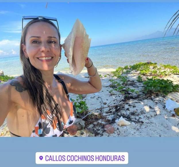 Taly Ávila, la bella esposa del entrenador del Motagua, que visitó Cayos Cochinos para disfrutar del sol y la playa.