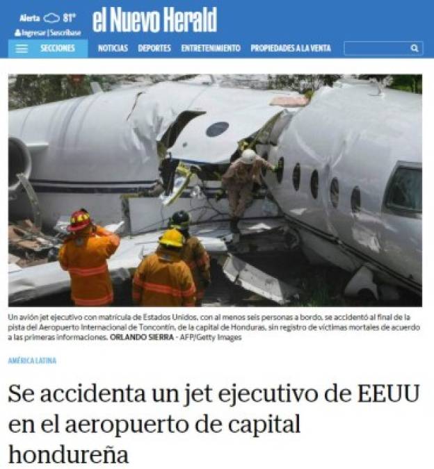 El Nuevo Herald de Florida también informó sobre el accidente en Honduras.