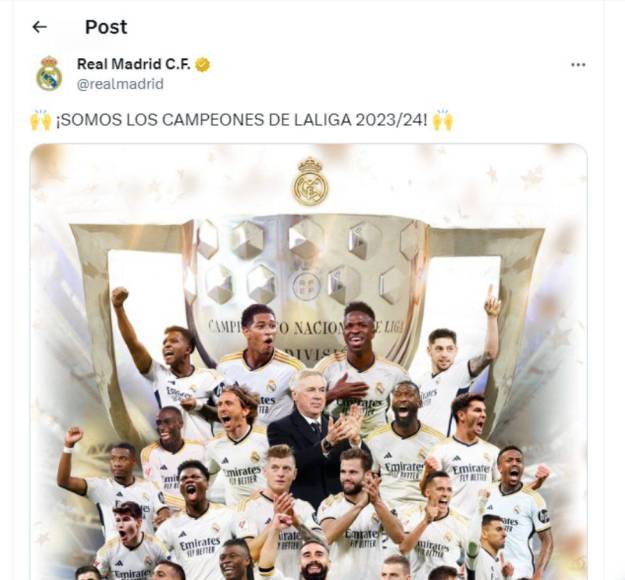 Real Madrid y sus jugadores reaccionaron emocionados en sus redes sociales tras confirmarse que son los campeones de la Liga de España.