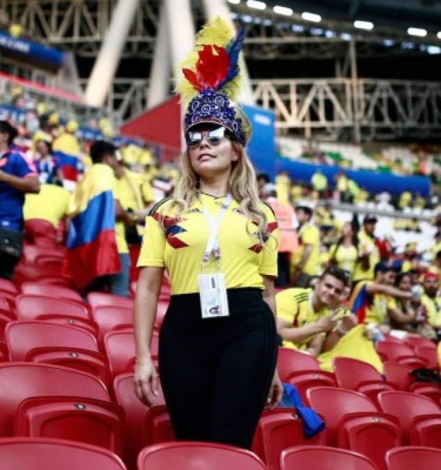 La belleza de las colombianas en el partido frente a Polonia.