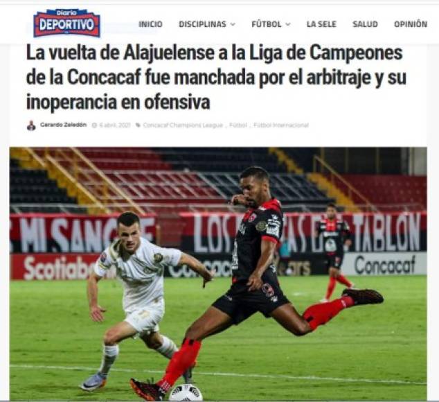 Diario Deportivo de Costa Rica - “La vuelta de Alajuelense a la Liga de Campeones de la Concacaf fue manchada por el arbitraje y su inoperancia en ofensiva“. “Rojinegros cayeron 0-1 ante el Atlanta United con penal inventado por el réferi hondureño Saíd Martínez“.