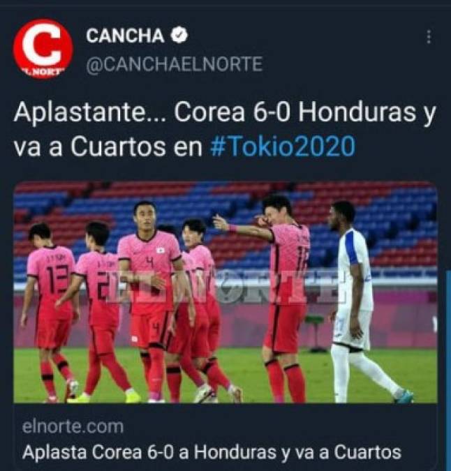 Portales mexicanos señalaron que Corea del Sur aplastó a Honduras.