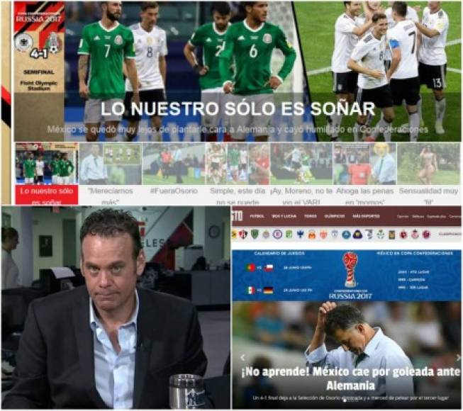 Los mexicanos fueron goleados 1-4 por los alemanes y los medios deportivos no perdonan a su selección.Periodistas como Faitelson, André Marín se han pronunciado y no se diga la prensa escrita.