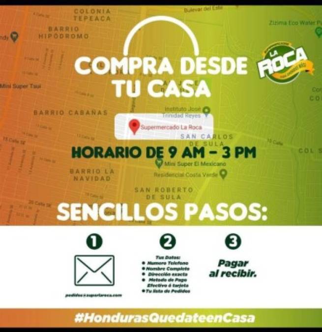 Supermercado La Roca es otra opción para abastecerse de alimentos sin tener que salir de casa.