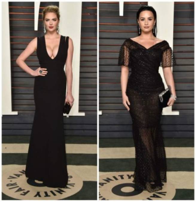 Vestidas de negro llegaron Kate Upton y Demi Lovato.