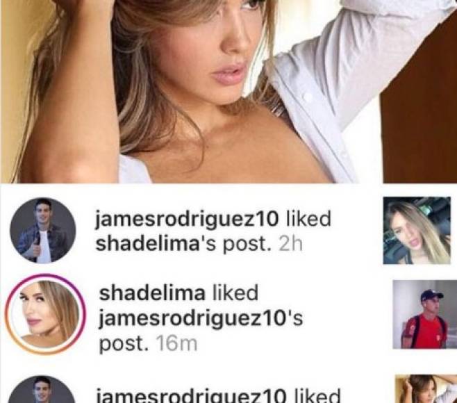 James Rodríguez y Shannon de Lima se han dado varios intercambios de likes y algunos comentarios en sus fotografías de redes sociales.