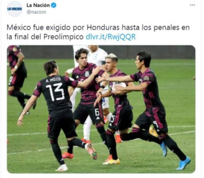 El diario La Nación de Costa Rica: “México fue exigido por Honduras hasta los penales en la final del Preolímpico“.