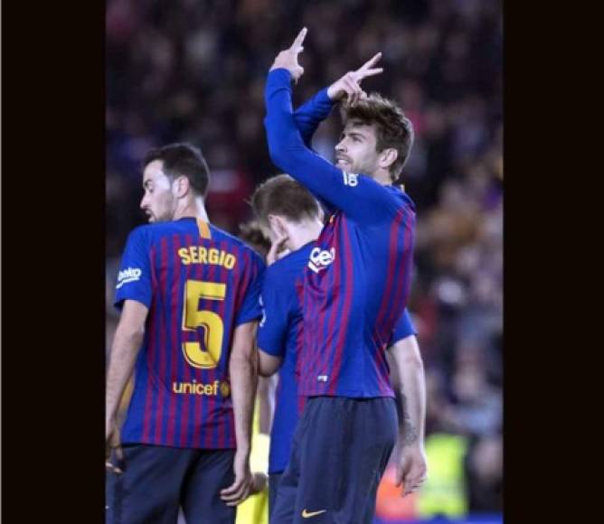 Así celebró Piqué su gol al Villarreal.