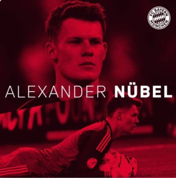 El portero alemán Alexander Nübel, de 25 años, ha sido anunciado como nuevo fichaje del Bayern Múnich a partir de la temporada 2020/21. El guardameta llega gratis al club bávaro procedente del Schalke 04. Acababa contrato el 30 de junio, circunstancia que ha sido aprovechada por el club muniqués, que le ha firmado un contrato por cinco temporadas.