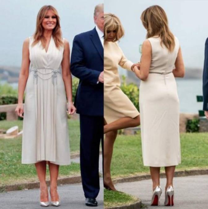 Melania completó su atuendo con unos tacones de Louboutins plateados.