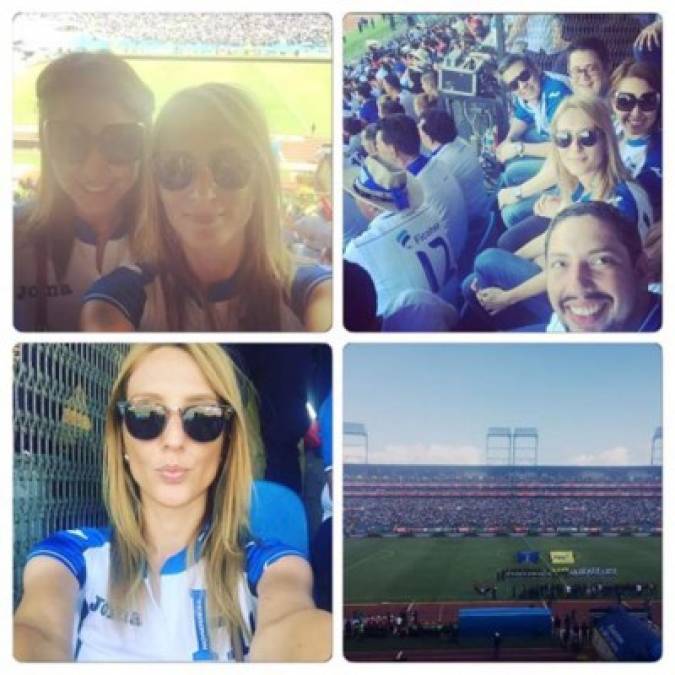 Rebeca Pérez apoyando a la Selección de Honduras en un partido de la eliminatoria de la Concacaf rumbo al Mundial de Rusia 2018 en el estadio Olímpico de San Pedro Sula.