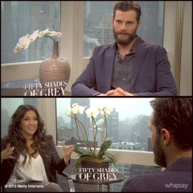 Maity interiano en una entrevista con Jamie Dornan.