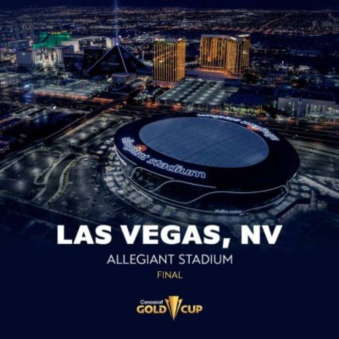 Allegiant Stadium (Las Vegas, Nevada) - En este estadio se disputará la final de la Copa Oro 2021. Alberga los partidos que disputan como locales los Las Vegas Raiders de la NFL y los UNLV Rebels de la National Collegiate Athletic Association (NCAA). Fue inaugurado a finales de julio de 2020.