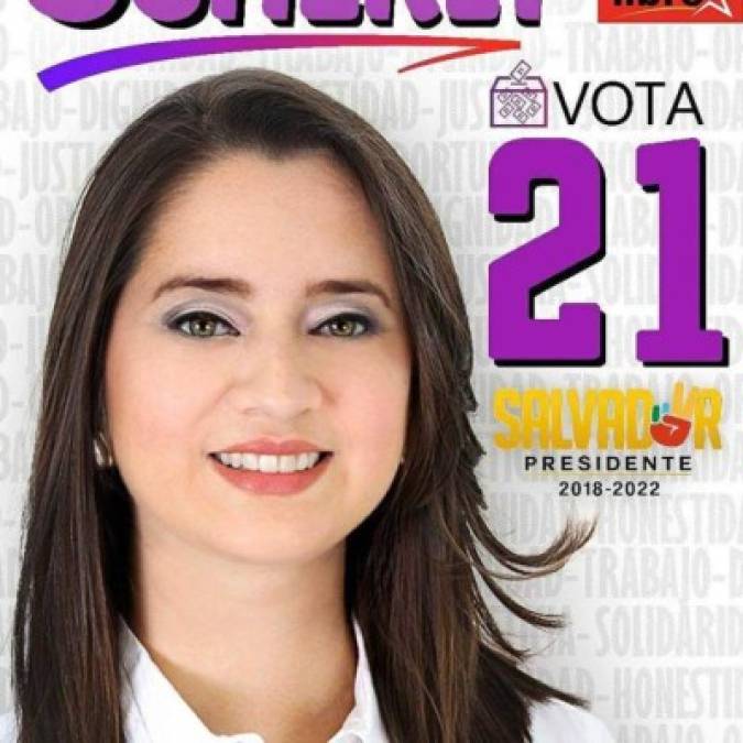 Scherly Arriaga va en la casilla 21 por el departamento de Cortés en el partido Libre.