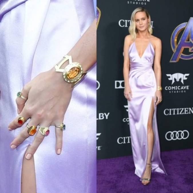 Siguiendo la misma tendencia de Johansson su compañera de reparto, Brie Larson (Capitana Marvel) también usó la misma joyería dejando a sus fans haciendo conjeturas sobre su posible significado.