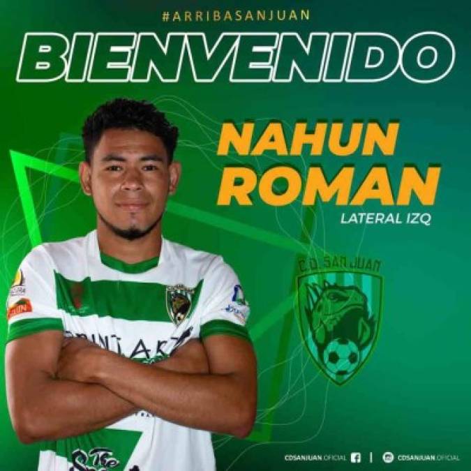 Nahún Román: Lateral izquierdo que ha sido fichado por el San Juan de la Liga de Ascenso.