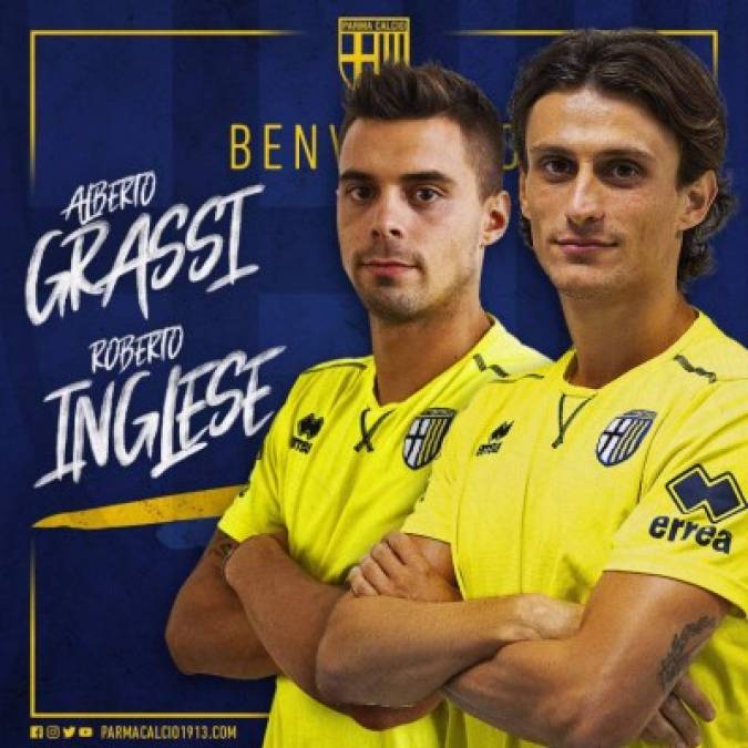 El Parma obtiene la cesión del mediocentro italiano Alberto Grassi por una temporada por 2.000.000 € y del delantero italiano Roberto Inglese por una temporada por 3.000.000 € con opción de compra y recompra.