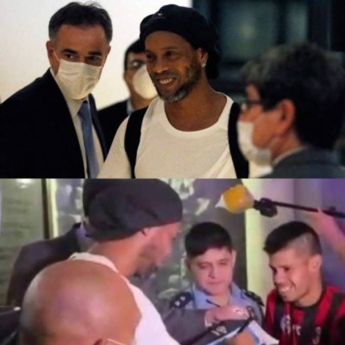 Ronaldinho no pierde su sonrisa y hasta firmó autógrafos a su llegada al hotel en Asunción.