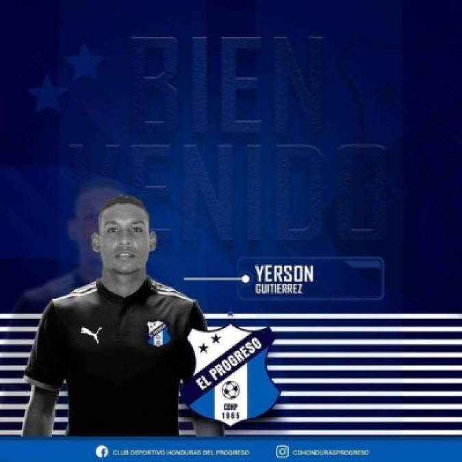 Yerson Gutiérrez: El delantero colombiano fue anunciado como nuevo refuerzo del Honduras Progreso. Llega cedido a préstamo por parte del Marathón.