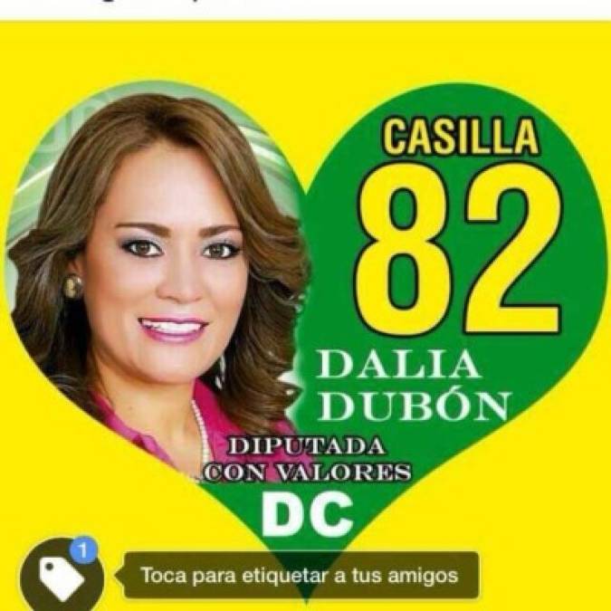 Dalia Dubón va en la casilla 82 en el partido Democracia Cristiana por el departamento de Cortés.